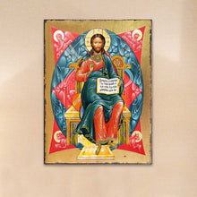 Load image into Gallery viewer, Jesus Wooden Gold Plated Religious Orthodox Sacred Icon - Inspirational Icon Decor - 85047
