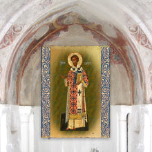 Load image into Gallery viewer, Saint Chrysostom Wooden Gold Plated Religious Christian Sacred Icon - Inspirational Icon Decor - 85054
