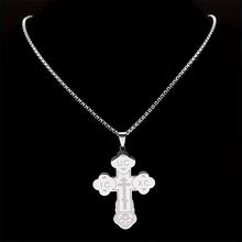 Load image into Gallery viewer, Eastern Orthodox Church Cross Pendant Necklace Stainless Steel Religious Prayer Russian Necklace Men's and Women's Gifts

