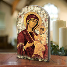Load image into Gallery viewer, Virgin Mary Wooden Gold Plated Religious Christian Sacred Icon
