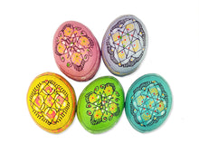 Load image into Gallery viewer, Pastel Colors  Set of 5 Colorful Ukranian Pysanky Hand Painted Wooden Eggs - Beautiful colors
