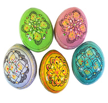 Load image into Gallery viewer, Pastel Colors  Set of 5 Colorful Ukranian Pysanky Hand Painted Wooden Eggs - Beautiful colors
