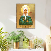 Load image into Gallery viewer, Matrona Wooden Gold Plated Religious Christian Sacred Icon - Inspirational Icon Decor - 85048
