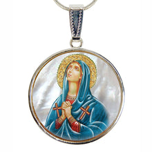 Load image into Gallery viewer, Virgin Mary Praying Silver Plated Mother of Pearl Necklace
