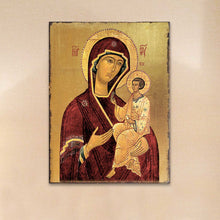 Load image into Gallery viewer, Virgin Mary Wooden Gold Plated Religious Orthodox Sacred Icon
