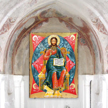 Load image into Gallery viewer, Jesus Wooden Gold Plated Religious Orthodox Sacred Icon - Inspirational Icon Decor - 85047
