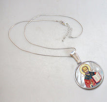 Load image into Gallery viewer, Saint Nicholas Silver Plated Mother of Pearl Necklace

