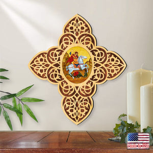 St. George Filigree Wooden Cross by Museum Icons