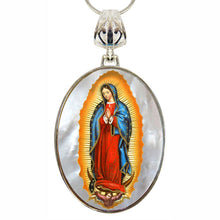 Load image into Gallery viewer, Lady of Guadalupe Silver Plated Mother of Pearl Necklace Jewelry
