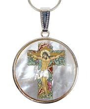 Load image into Gallery viewer, Jesus Cross Silver-Plated Mother of Pearl Necklace Jewelry
