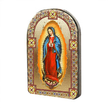 Load image into Gallery viewer, Lady of Guadalupe Wooden Gold Plated Religious Christian Sacred Icon
