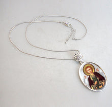Load image into Gallery viewer, Saint Panteleimon Silver Plated Mother of Pearl Necklace
