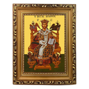 Christ Blessing, Great High Priest, Enthroned - Gilded - Byzantine Greek Icon