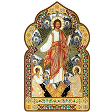 Load image into Gallery viewer, Resurrection of Christ With 6 Wing Seraphim Angels Dome Shape Icon -
