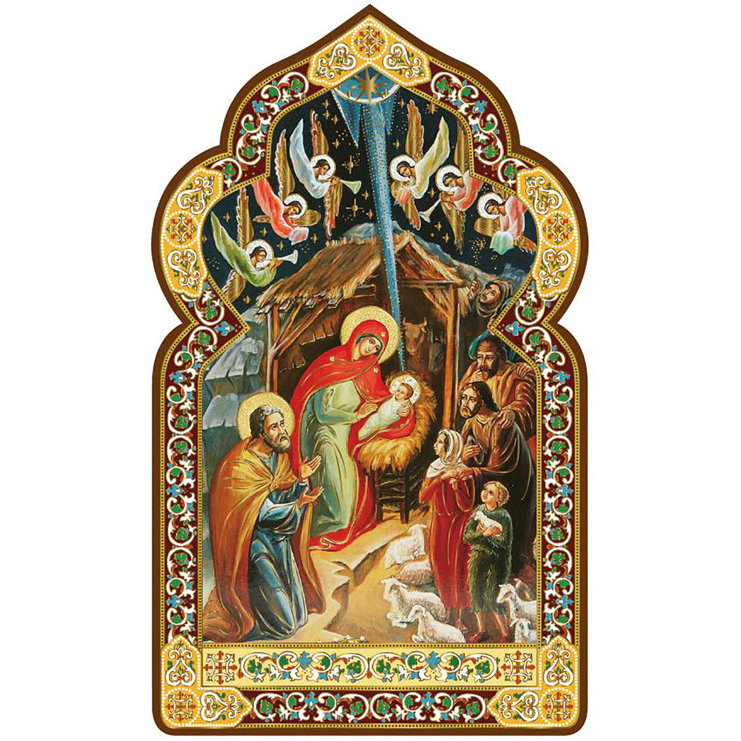 Dome Shape Nativity Icon Gold Foil