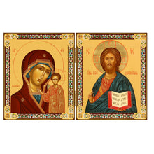 Load image into Gallery viewer, Icon Diptych Saint Mary Magdalene the Red Egg &amp; Resurrection  With Cross on the Front &amp; Back 3 1/4 Inch tall
