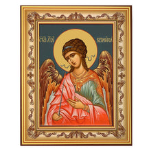 Load image into Gallery viewer, Guardian Angel Icon in Wooden Frame - Wall Hanging with Stand 7 3/4 Inch tall

