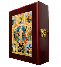 Load image into Gallery viewer, Resurrection Icon Decent Into Hell of Christ and Lifting up Of Adam and Eve Icon in WALL Hanging Or TABLE  Box  -  Prayer Ropes, Beads, Jewelry Prayer Cards Anything Sacred - Catholic Orthodox icon  Icon 7 1/2 Inch
