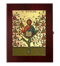 Load image into Gallery viewer, Christ, The Vine-tree Greek Icon - Byzantine Greek Icon in WALL Hanging Or TABLE Box - Prayer Ropes, Beads, Jewelry Prayer Cards Anything Sacred - Catholic Orthodox icon Icon 7 1/2 Inch Wall
