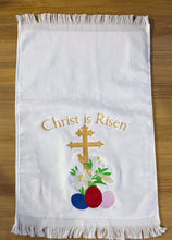 Load image into Gallery viewer, Easter Basket Cover 3 Bar Cross Embroidered
