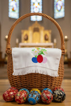 Load image into Gallery viewer, Easter Basket Cover 3 Bar Cross Embroidered
