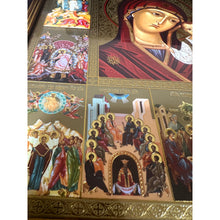 Load image into Gallery viewer, Virgin of Kazan Feast Days - Gold &amp; Silver Foiled Icon Covered With Glass - Gold Embossed Icon Gold and Silver Foiled - Wall Hanging - High Quality - 13"x9 1/4"
