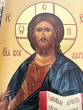 Load image into Gallery viewer, Icon Diptych - Christ The Teacher and Virgin of Kazan With Cross on the Front &amp; Back 8"
