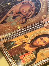 Load image into Gallery viewer, Icon Diptych - Christ The Teacher and Virgin of Kazan With Cross on the Front &amp; Back 8"

