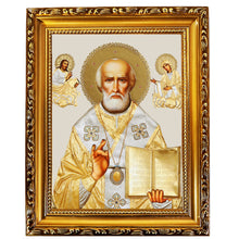 Load image into Gallery viewer, Saint Nicholas - Gold Foil - Wooden Frame - Wall Hanging With Stand 7 3/4 Inch tall
