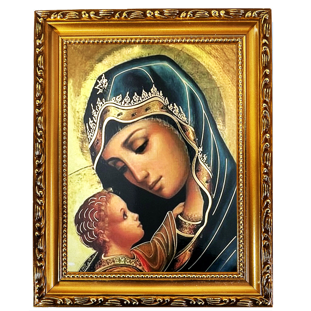 Madonna and Child - In Wooden Gold Frame - Icon is Gold Foil