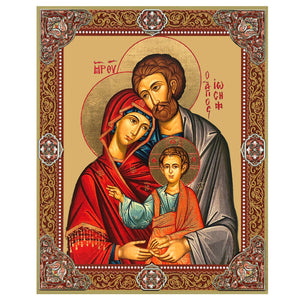 Holy Family Gold Foil Mini Wooden Icon