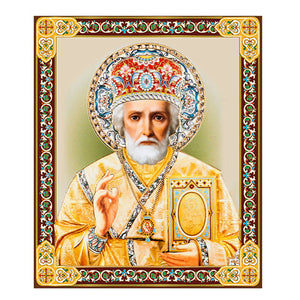 Saint Nicholas Gold Foil Mini Wooden Icon