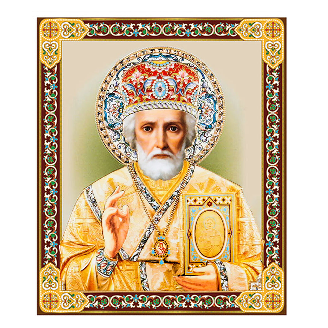 Saint Nicholas Gold Foil Mini Wooden Icon