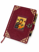 Load image into Gallery viewer, Perpetual Help Icon Prayer Journal with Pen – PU Leather Gratitude Journal - 8 7/8"x5 8/8"
