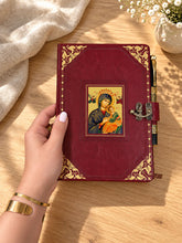 Load image into Gallery viewer, Perpetual Help Icon Prayer Journal with Pen – PU Leather Gratitude Journal - 8 7/8"x5 8/8"
