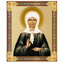 Load image into Gallery viewer, Saint Matrona Russian Orthodox icon Gold Silver Foiled Mounted on Wood 7 1/4&quot;
