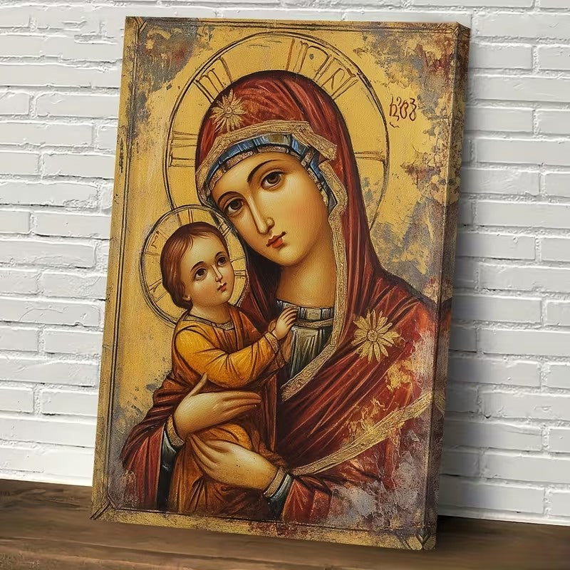 Theotokos Icon Framed Canvas Print