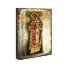 Load image into Gallery viewer, Saint Chrysostom Wooden Gold Plated Religious Christian Sacred Icon - Inspirational Icon Decor - 85054
