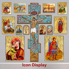 Load image into Gallery viewer, Saint George Wooden Gold Plated Religious Orthodox Sacred Icon
