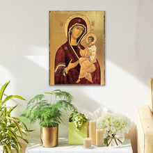 Load image into Gallery viewer, Virgin Mary Wooden Gold Plated Religious Orthodox Sacred Icon
