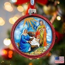 Load image into Gallery viewer, Nativity Story Glass Ornament Set of 3 by G. DeBrekht - Nativity Holiday Decor
