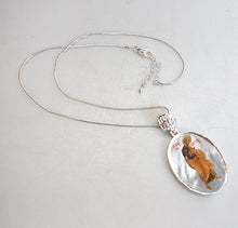 Load image into Gallery viewer, Saint Peter Small Oval Silver-Plated Mother of Pearl Necklace
