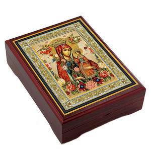 Wooden Icon Box - Madonna and Child Unfading Bloom