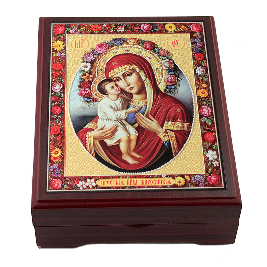 Wooden Icon Box - Madonna and Child Unfading Bloom
