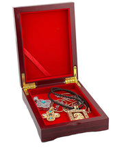 Load image into Gallery viewer, Our Lady of Guadalupe - Wooden Icon Box - Keepsake Box For Prayer Beads,  Rosary, Jewelry - Lined With Velvet - High Quality - Religious Gift Idea  5 1/16"
