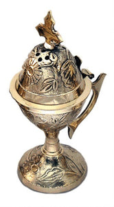 Censer, 5-1/2" tall, brass with floral design