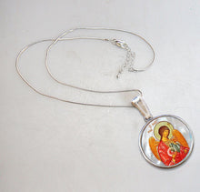 Load image into Gallery viewer, Saint Michael the Archangel Silver Plated Mother of Pearl Necklace
