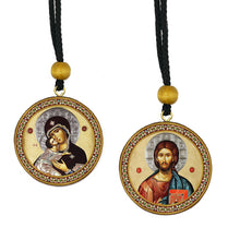 Load image into Gallery viewer, Virgin of Vladimir and Christ - Gold Foil Icons - Reversible Car Room Icon
