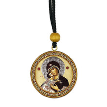 Load image into Gallery viewer, Virgin of Vladimir and Christ - Gold Foil Icons - Reversible Car Room Icon
