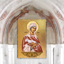 Load image into Gallery viewer, Saint Agnia Wooden Gold Plated Religious Christian Sacred Icon - Inspirational Icon Decor - 85025
